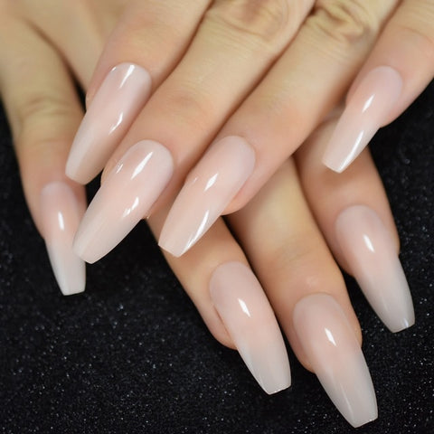 Nude Long Coffin Nails