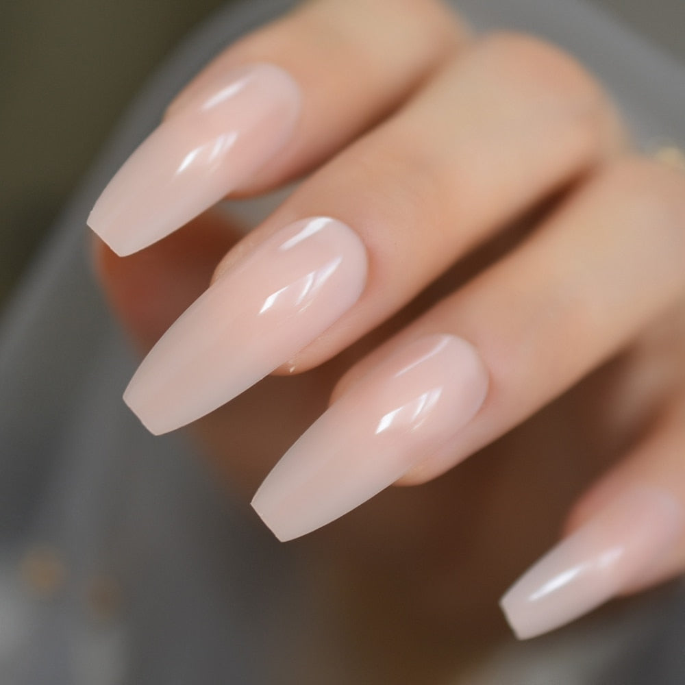 Nude Long Coffin Nails