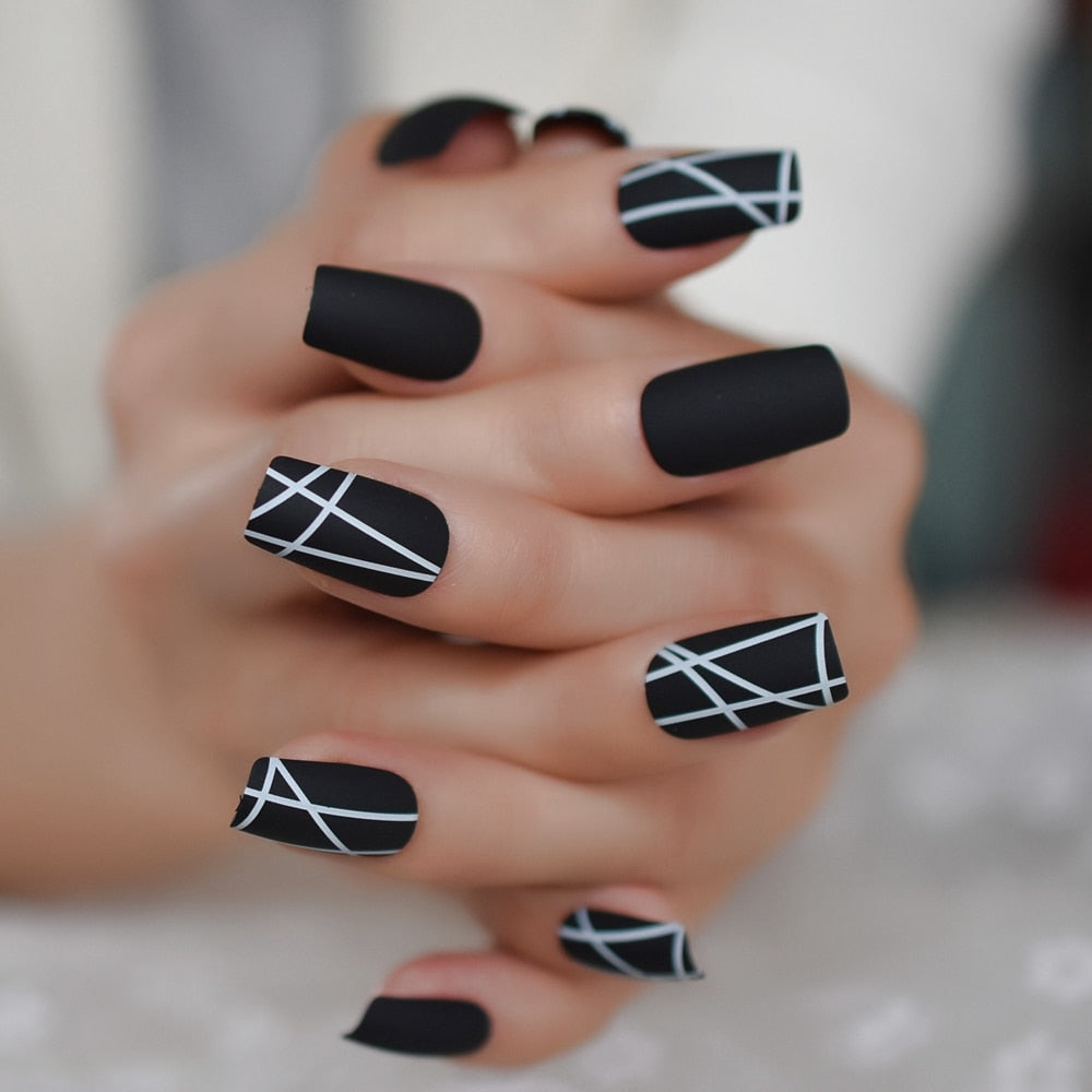 Matte Black Square Nails