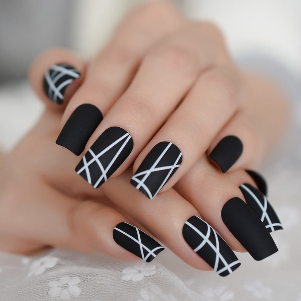 Matte Black Square Nails