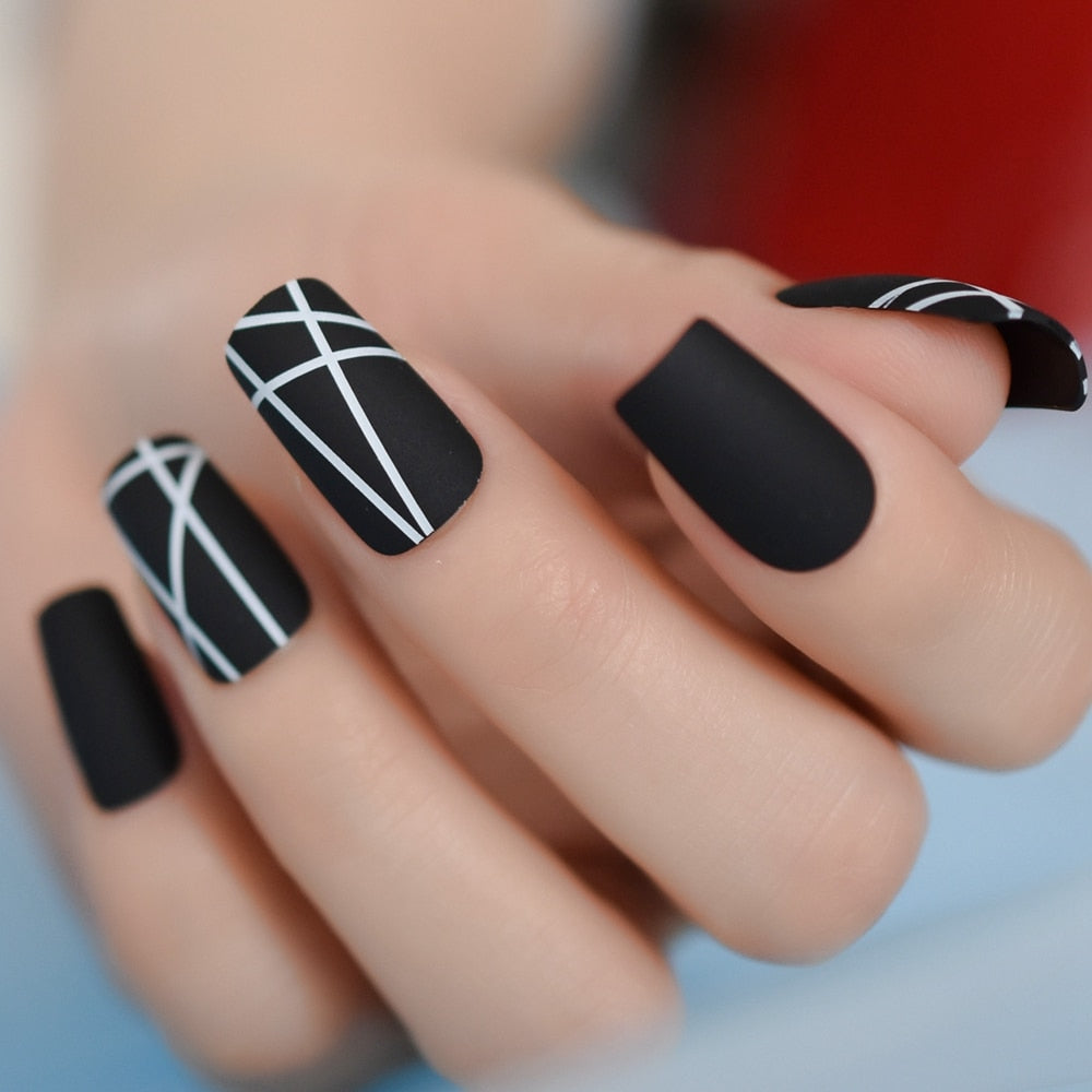 Matte Black Square Nails