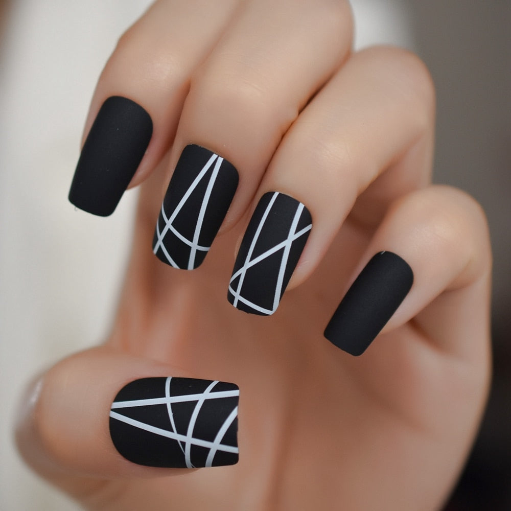Matte Black Square Nails
