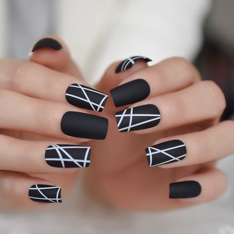 Matte Black Square Nails