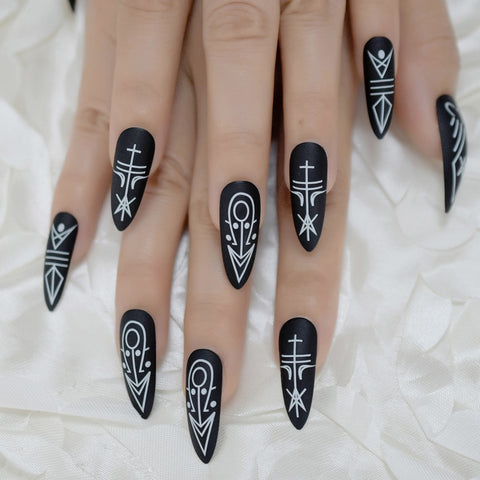 Matte Black Halloween Nails