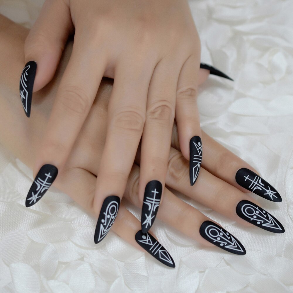 Matte Black Halloween Nails