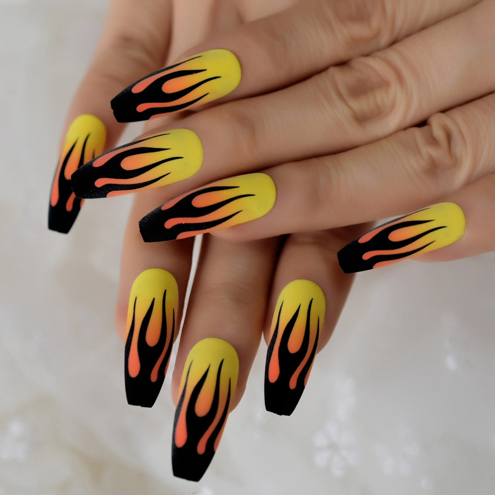 Hot Flame Coffin Nails