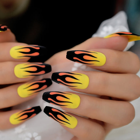 Hot Flame Coffin Nails