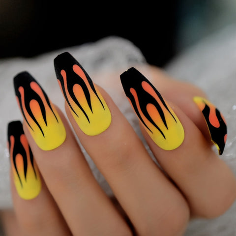 Hot Flame Coffin Nails