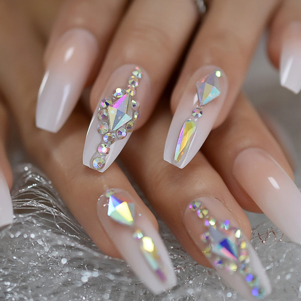 Nude Dazzle Coffin Nails