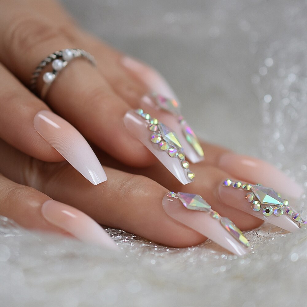 Nude Dazzle Coffin Nails