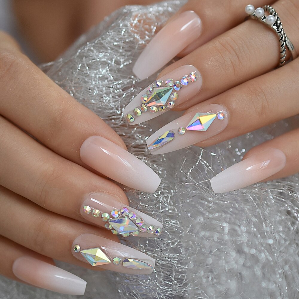 Nude Dazzle Coffin Nails