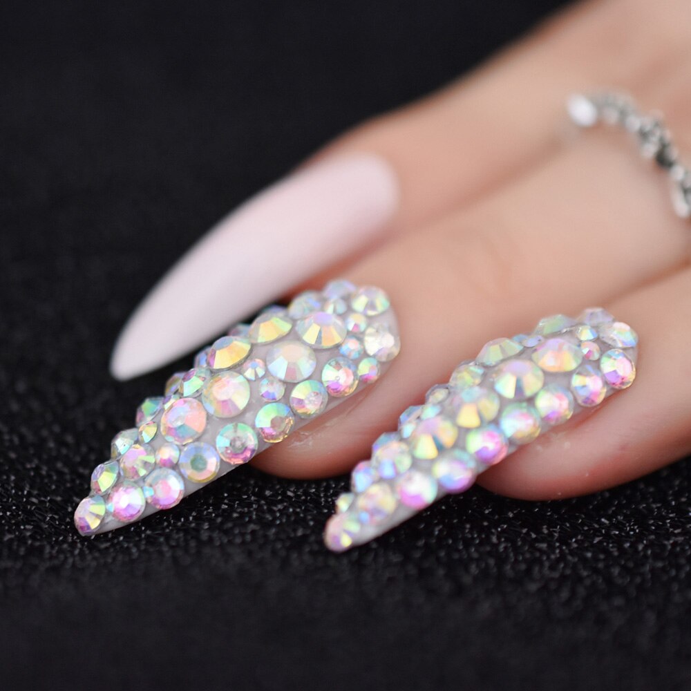 Garnet Rhinestones Press on Nails