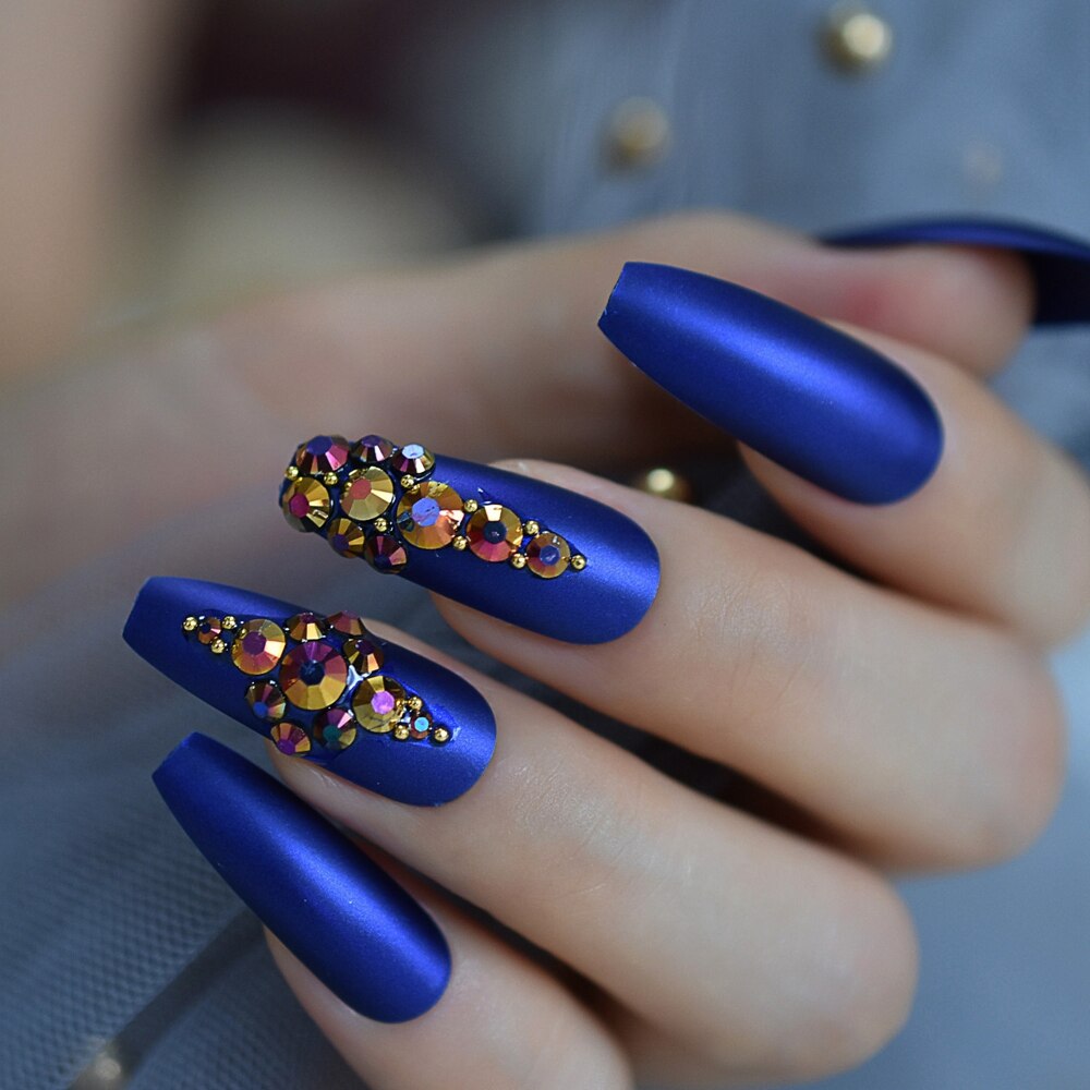 Royal Blue Dazzle Coffin Press on Nails