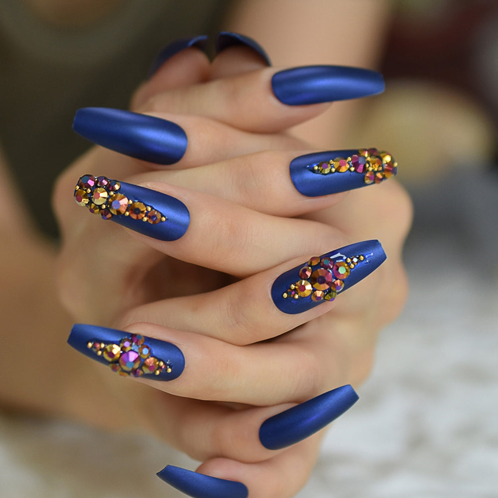Royal Blue Dazzle Coffin Press on Nails