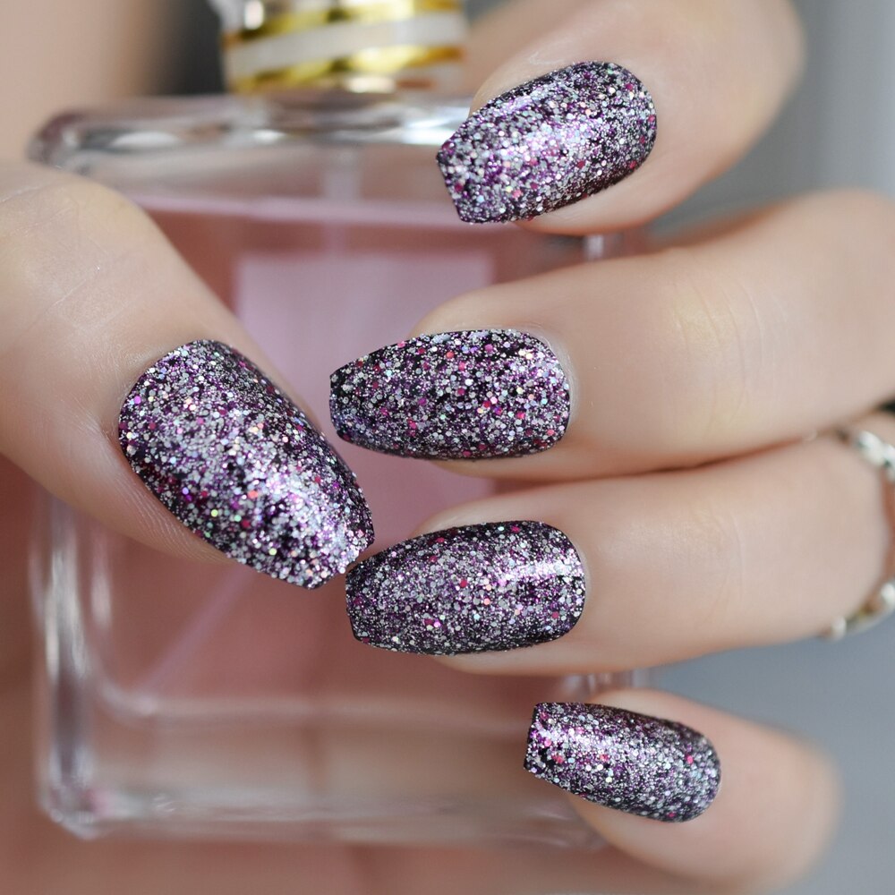 Shimmer Mixed Glitter Coffin Nails