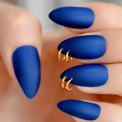 Matte Blue Nails w/ Alloy Rings