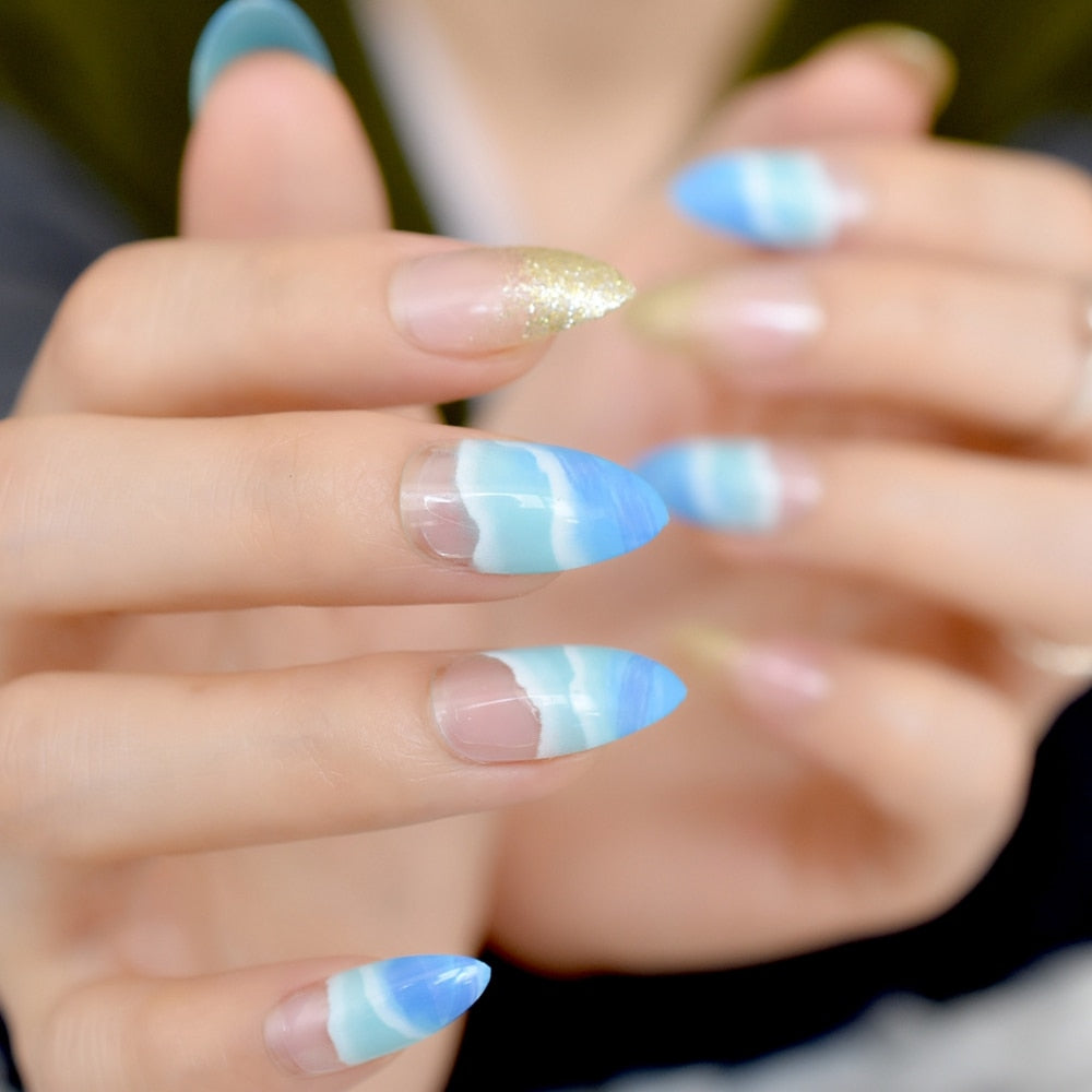 Seashore Ombre Stiletto Nails