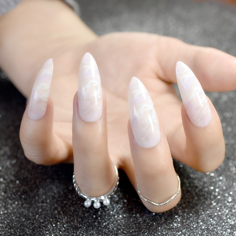 Pink Clouds Stiletto Nails