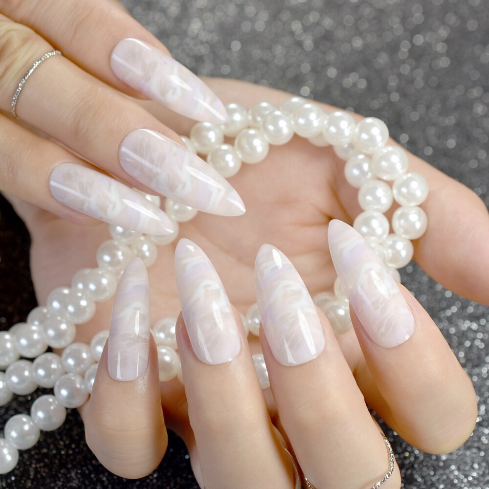 Pink Clouds Stiletto Nails