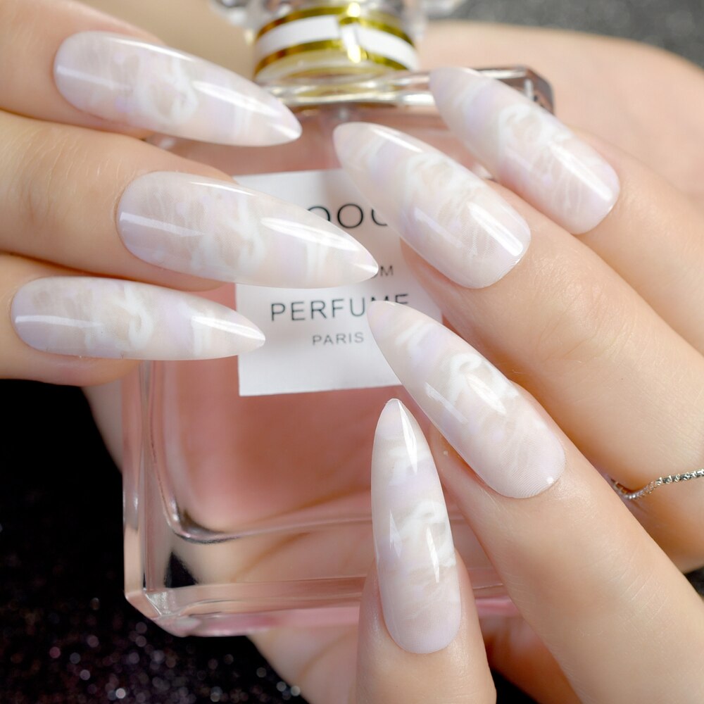 Pink Clouds Stiletto Nails