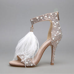 Belle of The Ball Rhinestone Feather Heels