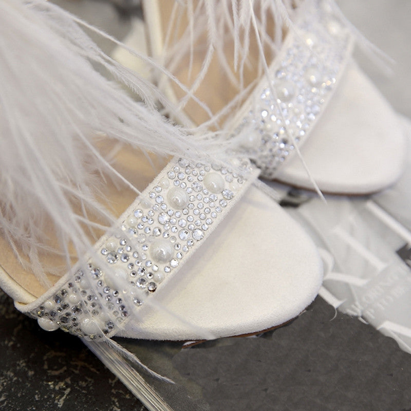 Belle of The Ball Rhinestone Feather Heels