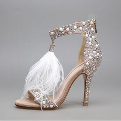 Belle of The Ball Rhinestone Feather Heels