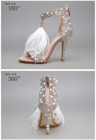 Belle of The Ball Rhinestone Feather Heels