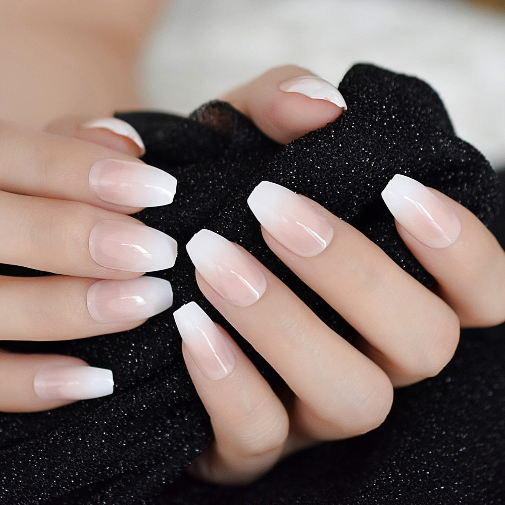 Nude Ombre Short Coffin Nails