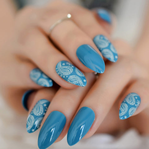 Coral Blue Stiletto Nails