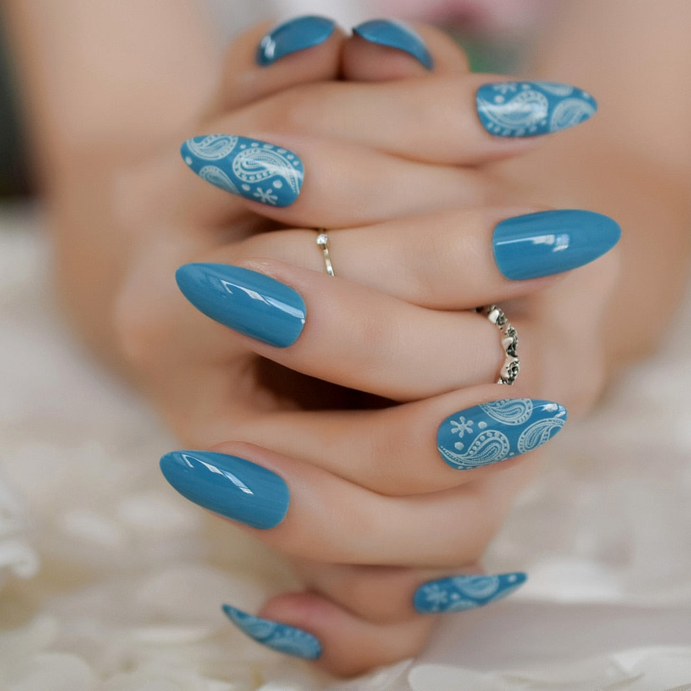 Coral Blue Stiletto Nails