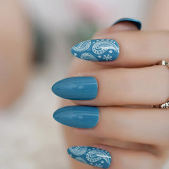 Coral Blue Stiletto Nails