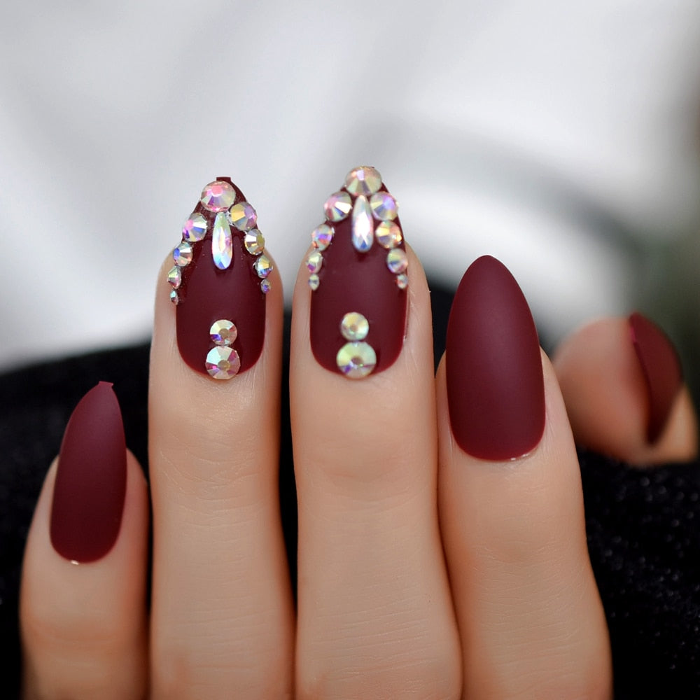 Almond Crystal Nails