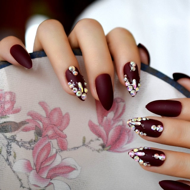 Almond Crystal Nails