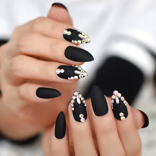Almond Crystal Nails