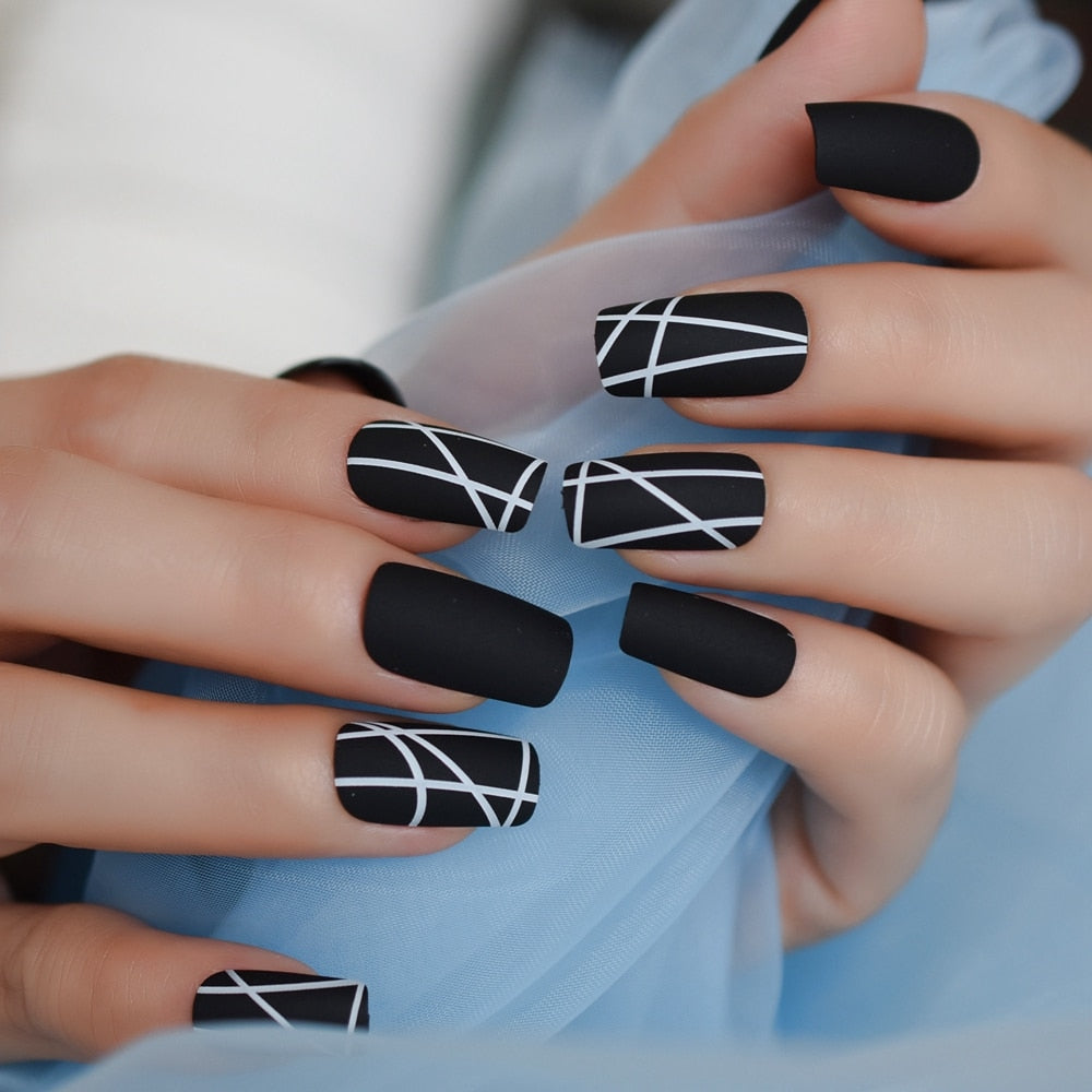 Matte Black Square Nails